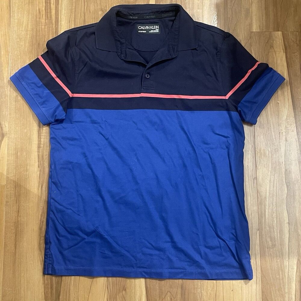 CALVIN KLEIN (Sodalite Blue Corn/Blue) LIQUID TOUCH POLO Men's Size M Medium